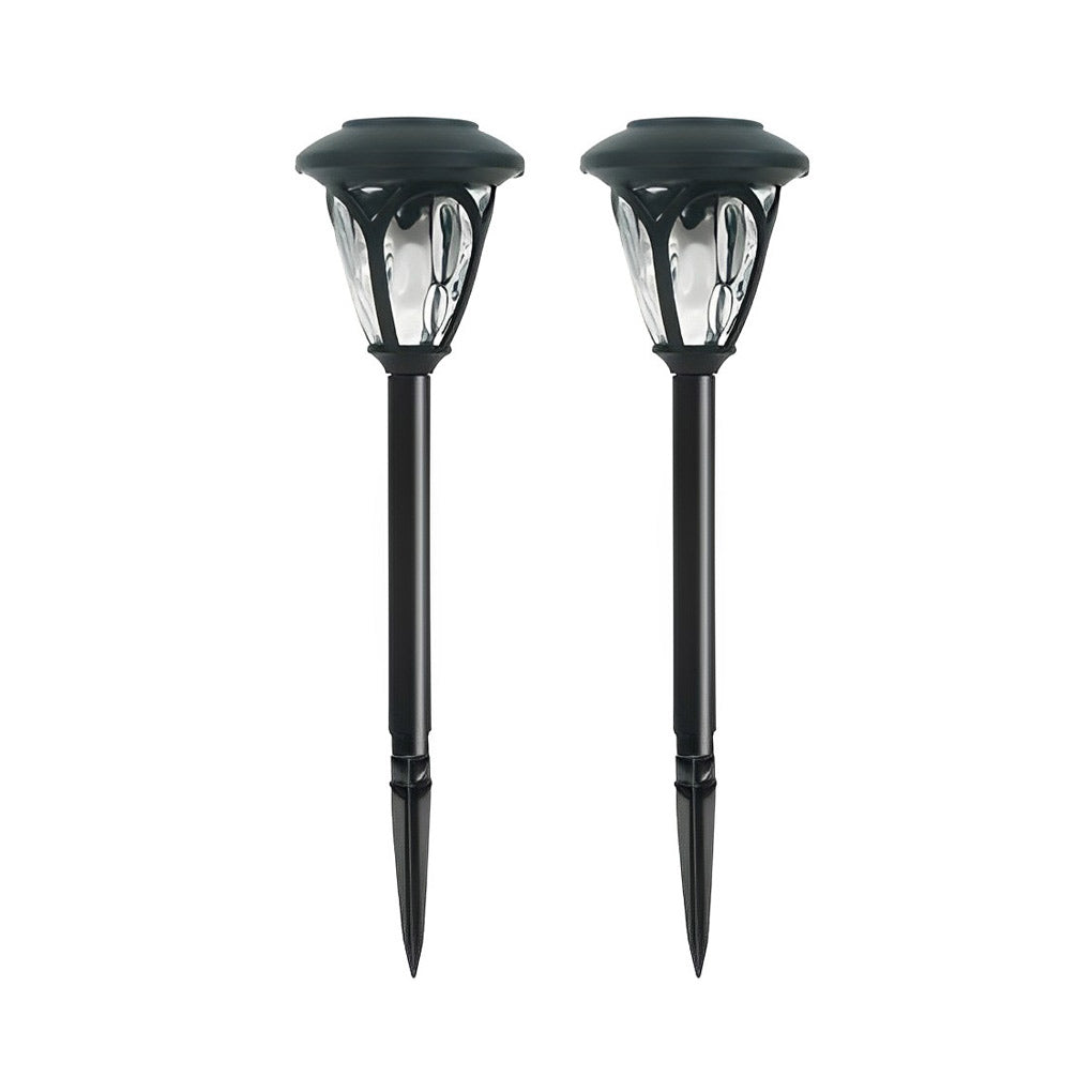 Set of 2 Modern Black LED Solar Lawn Lights for Outdoor Garden Décor