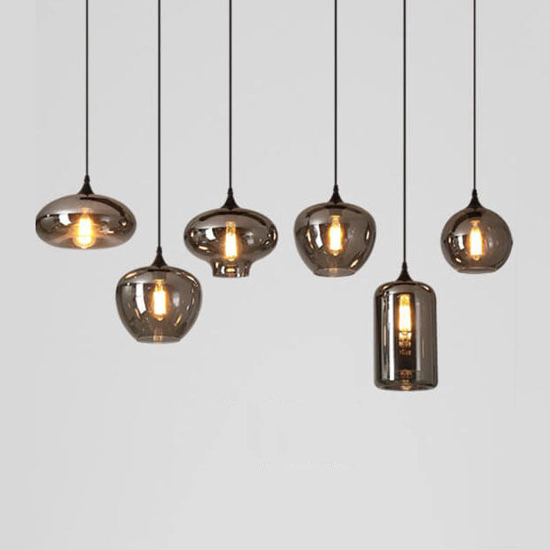 Stylish Smoke Gray Glass LED Pendant Light for Dining Room or Kitchen