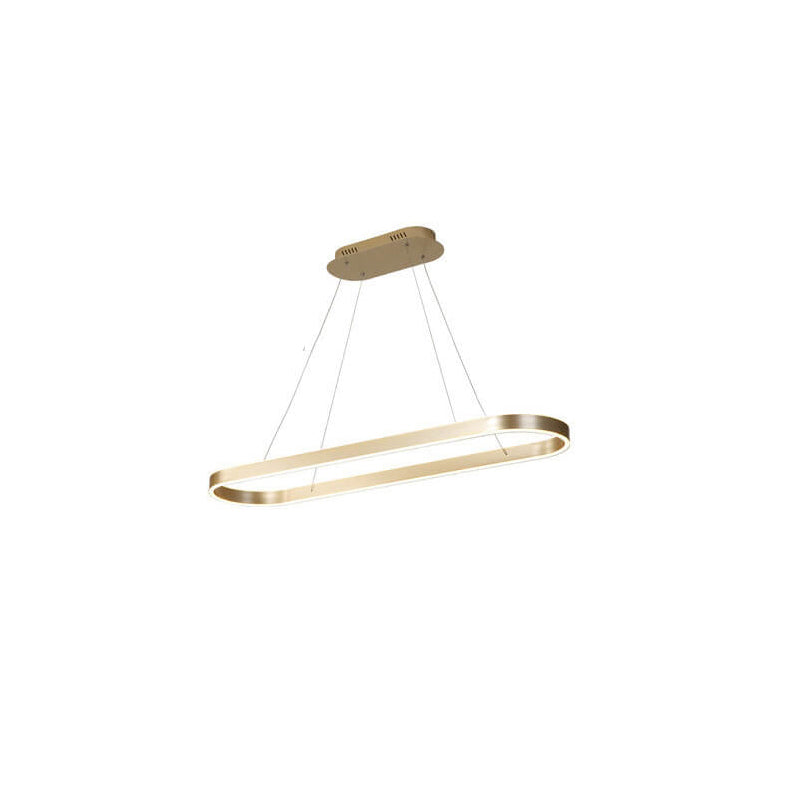 Sleek Oval Aluminum LED Chandelier - Modern Minimalist Fixture for Living Room