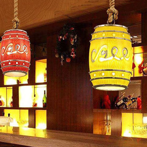 Rustic Vintage Wine Barrel Resin Pendant Light for Kitchen Dining Room