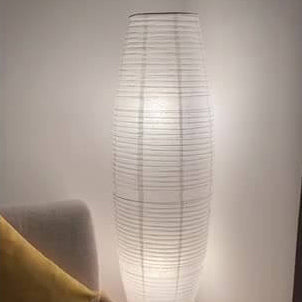 Scandi-Style White Rice Paper Column Floor Lamp for Living Room Decor