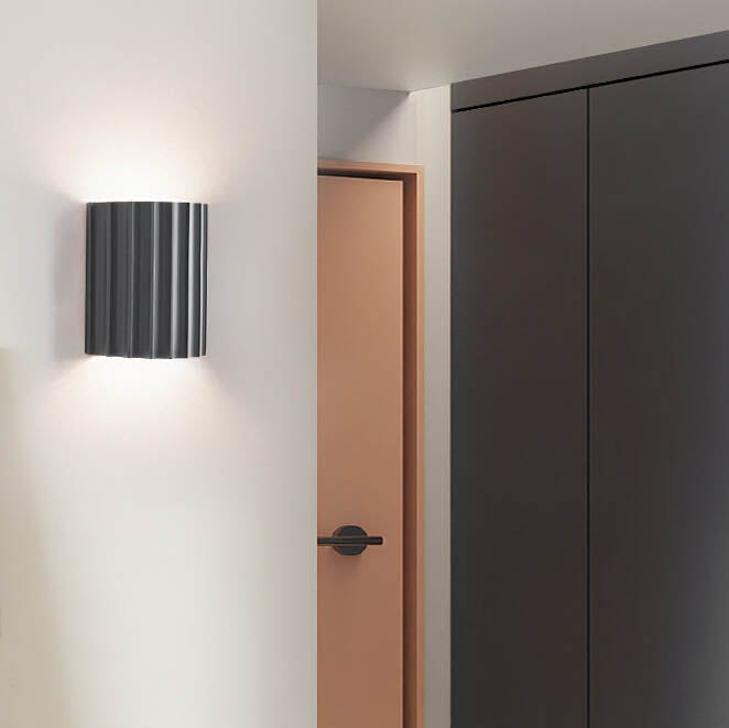 Macaron Pink Resin Striped Half Cylinder Wall Sconce for Contemporary Decor