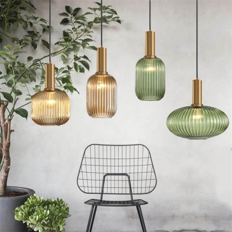 Elegant Minimalist Striped Glass Pendant Light for Modern Living Spaces