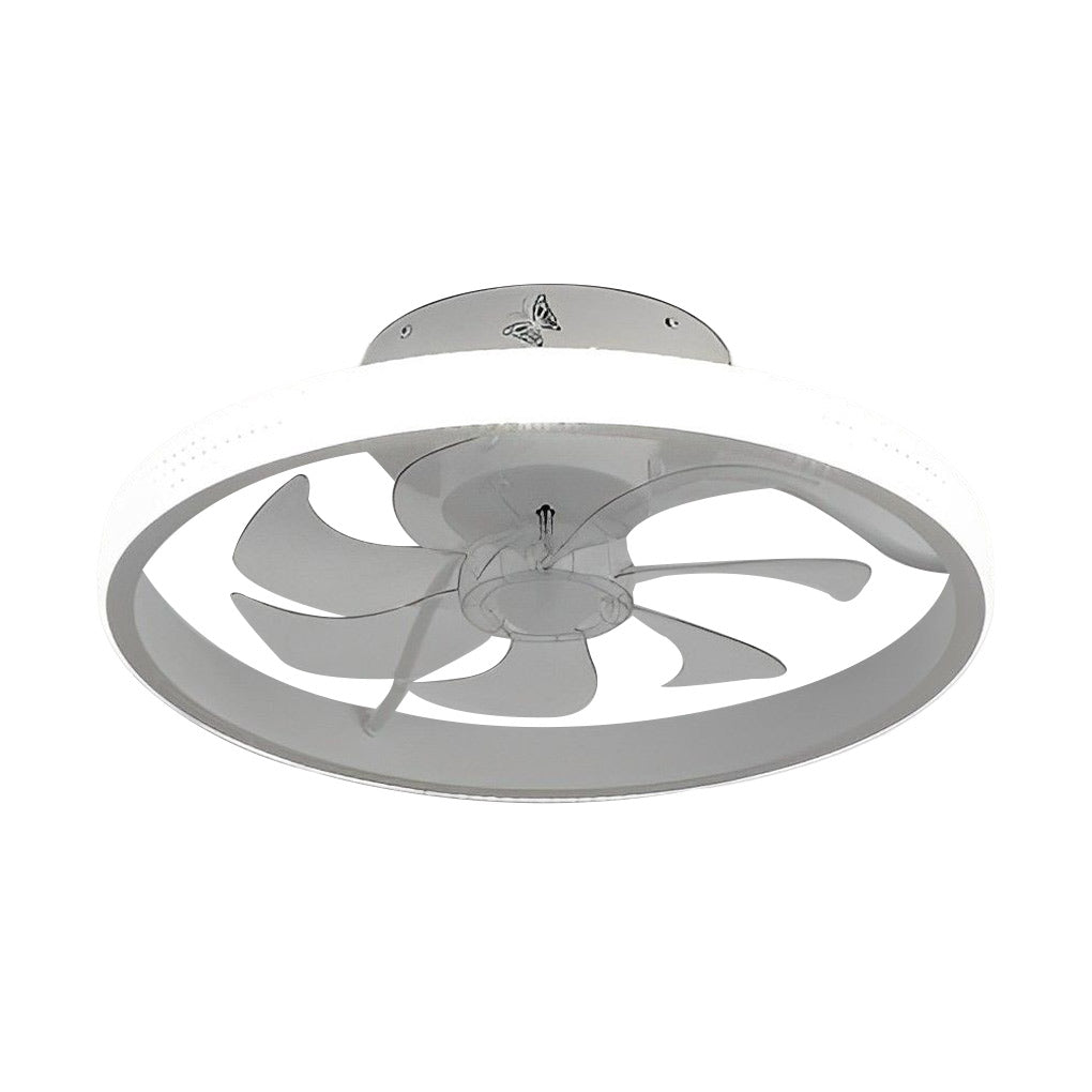 Contemporary White Bladeless LED Ceiling Fan with Remote for Living Room