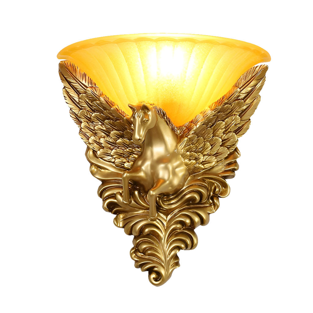 Elegant White Resin Horse Head Decorative Wall Sconces for Living Room