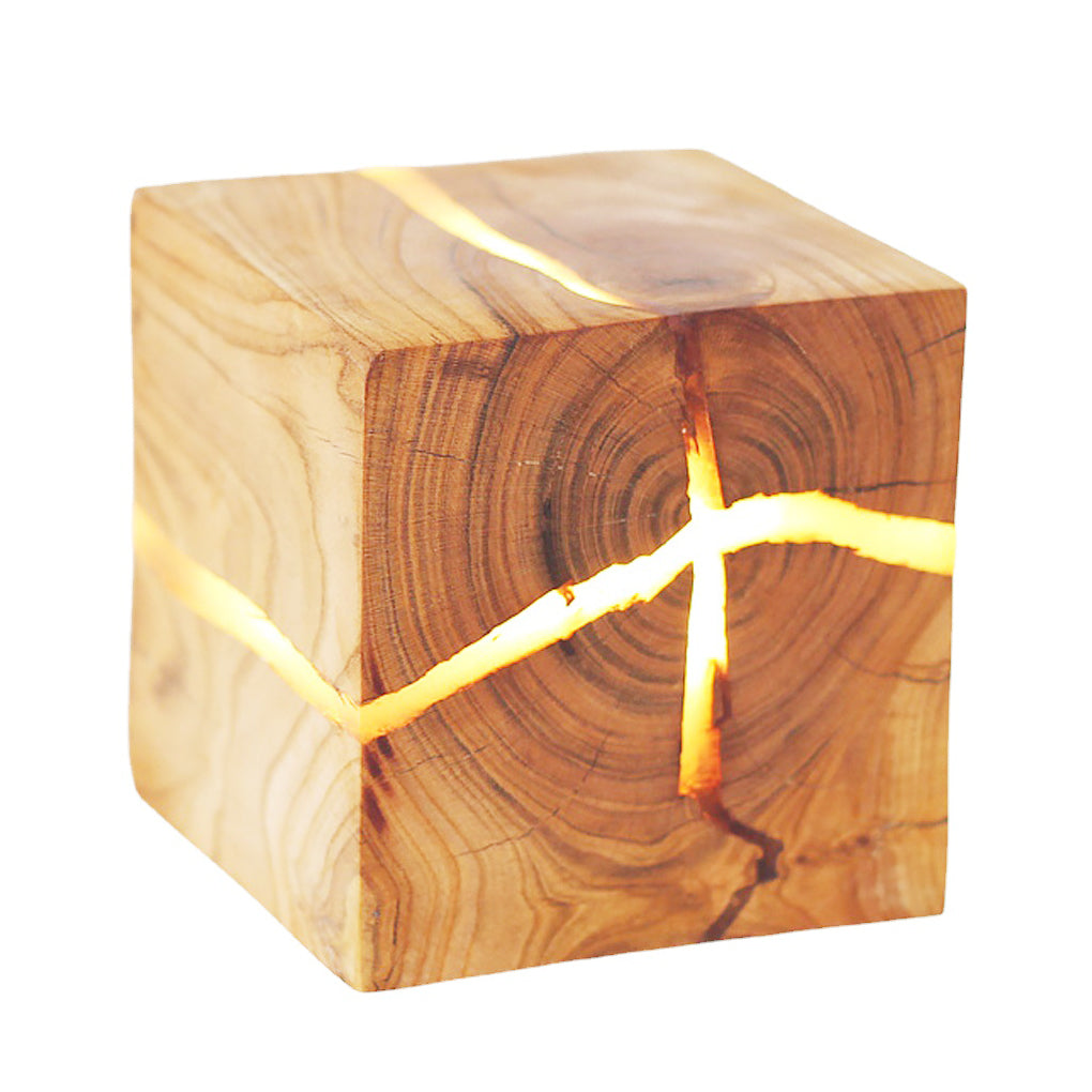 Rustic Cracked Wood Grain Square Wall Sconce Light for Bedroom Living Room