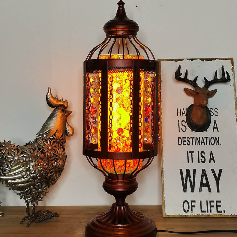 Colorful Vintage Turkish Stained Glass Table Lamp for Home Decor Accent