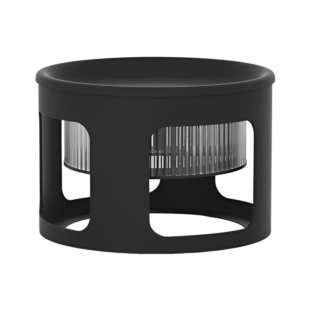Modern White Round Solar-Powered LED Table Lamp for Outdoor Use