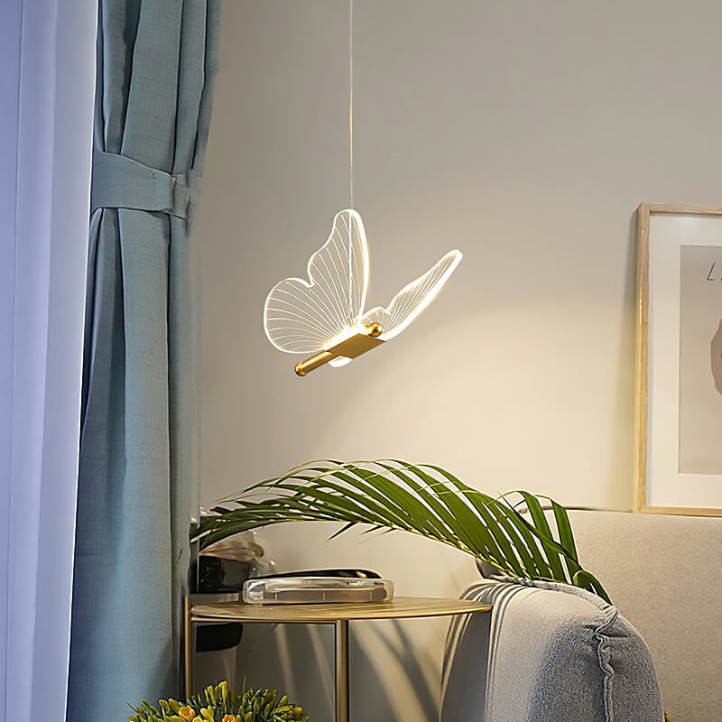 Sleek Clear Acrylic Butterfly LED Pendant Light for Modern Home Decor