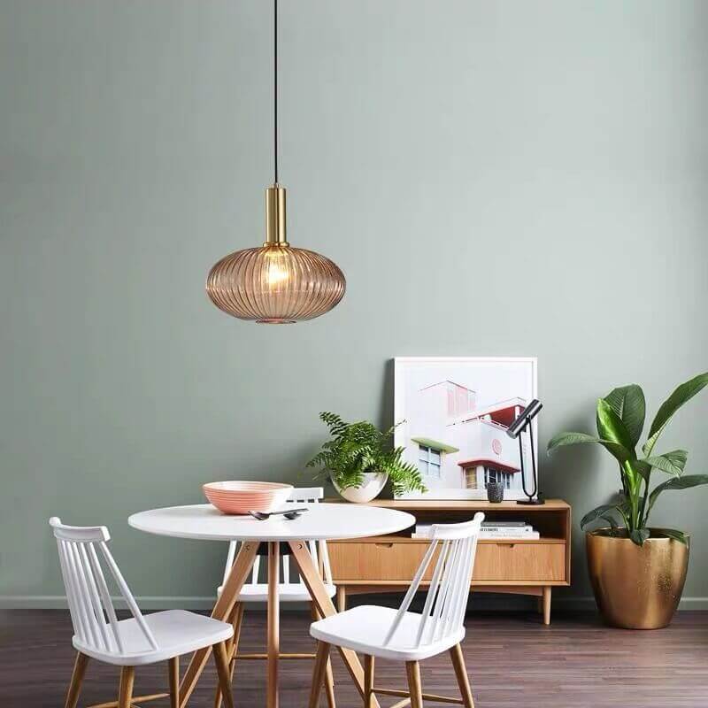 Elegant Minimalist Striped Glass Pendant Light for Modern Living Spaces