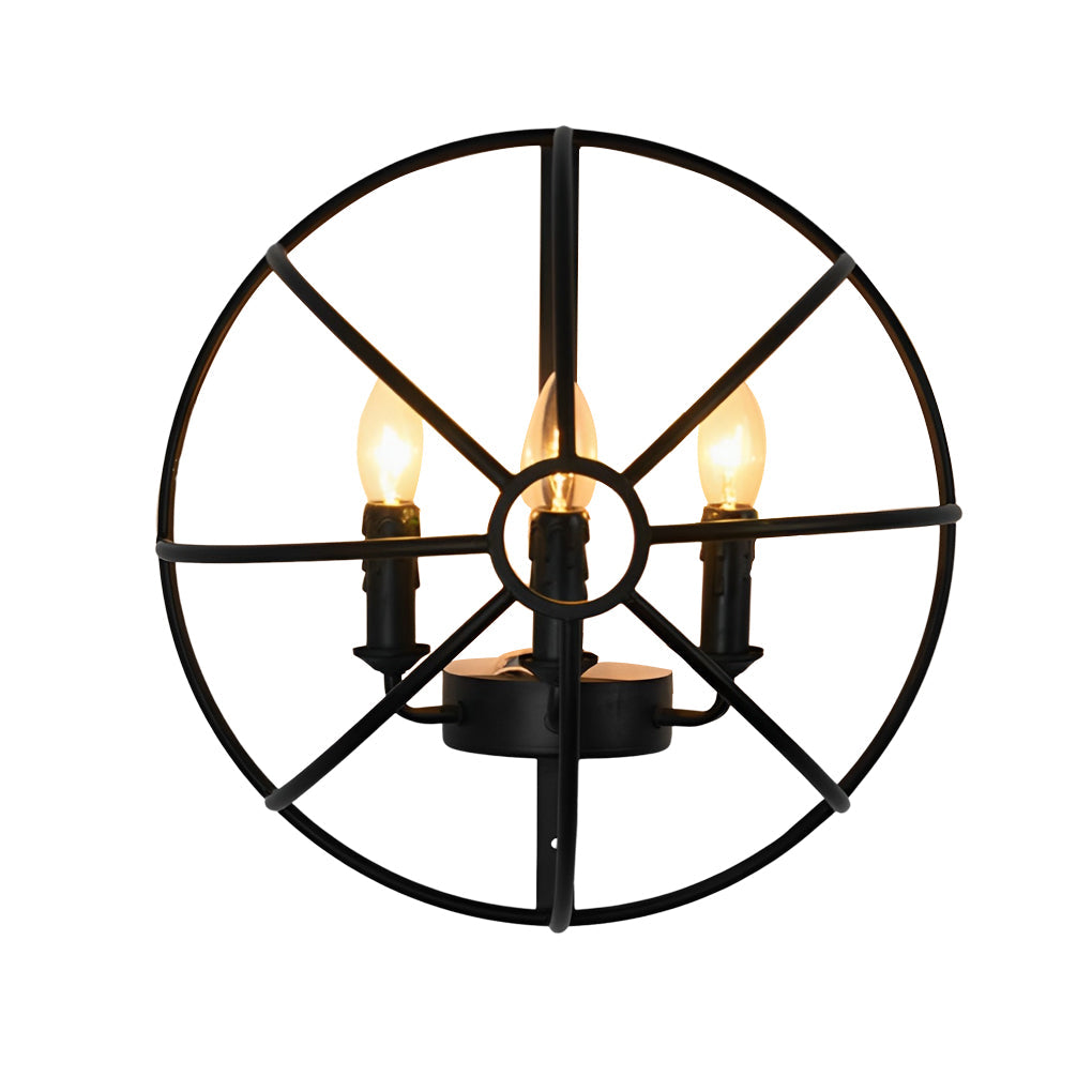 Black Hemispherical Iron Wall Light Fixture for Retro Nostalgic Decor