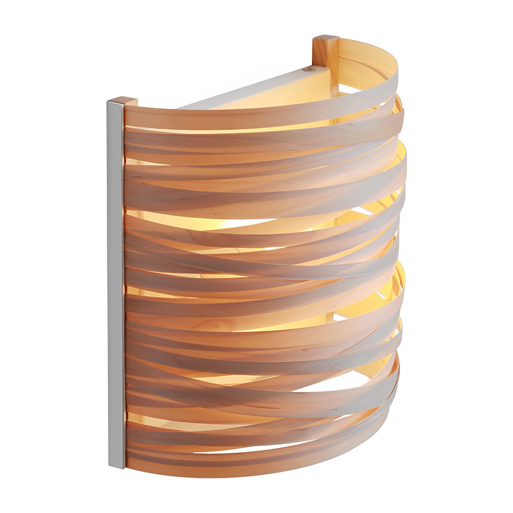 Handmade Semi-Cylindrical Wooden Wall Lamp for Modern Home Decor