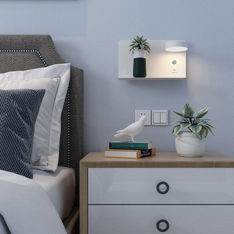 Contemporary Black Iron Square LED Wall Sconce Lamp for Bedroom & Hallway