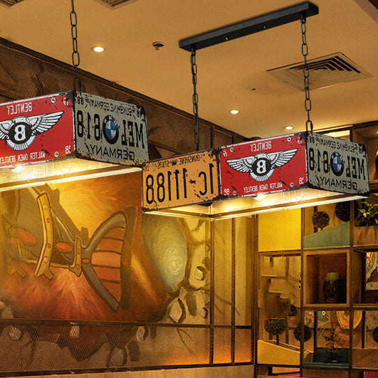 Industrial Metal Square Rectangular Chandelier for Living Room Lighting