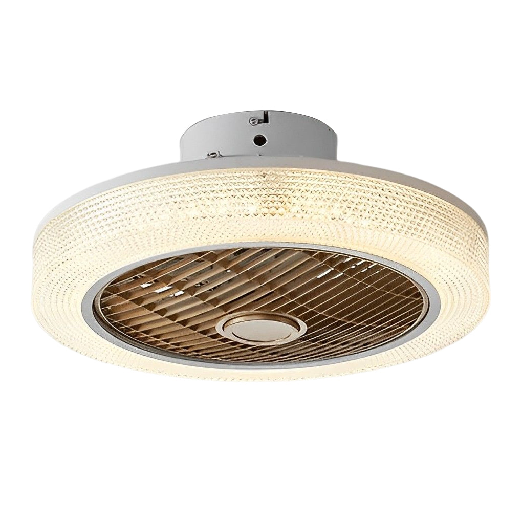 Modern Bladeless Round Dimmable LED Ceiling Fan Light for Living Room