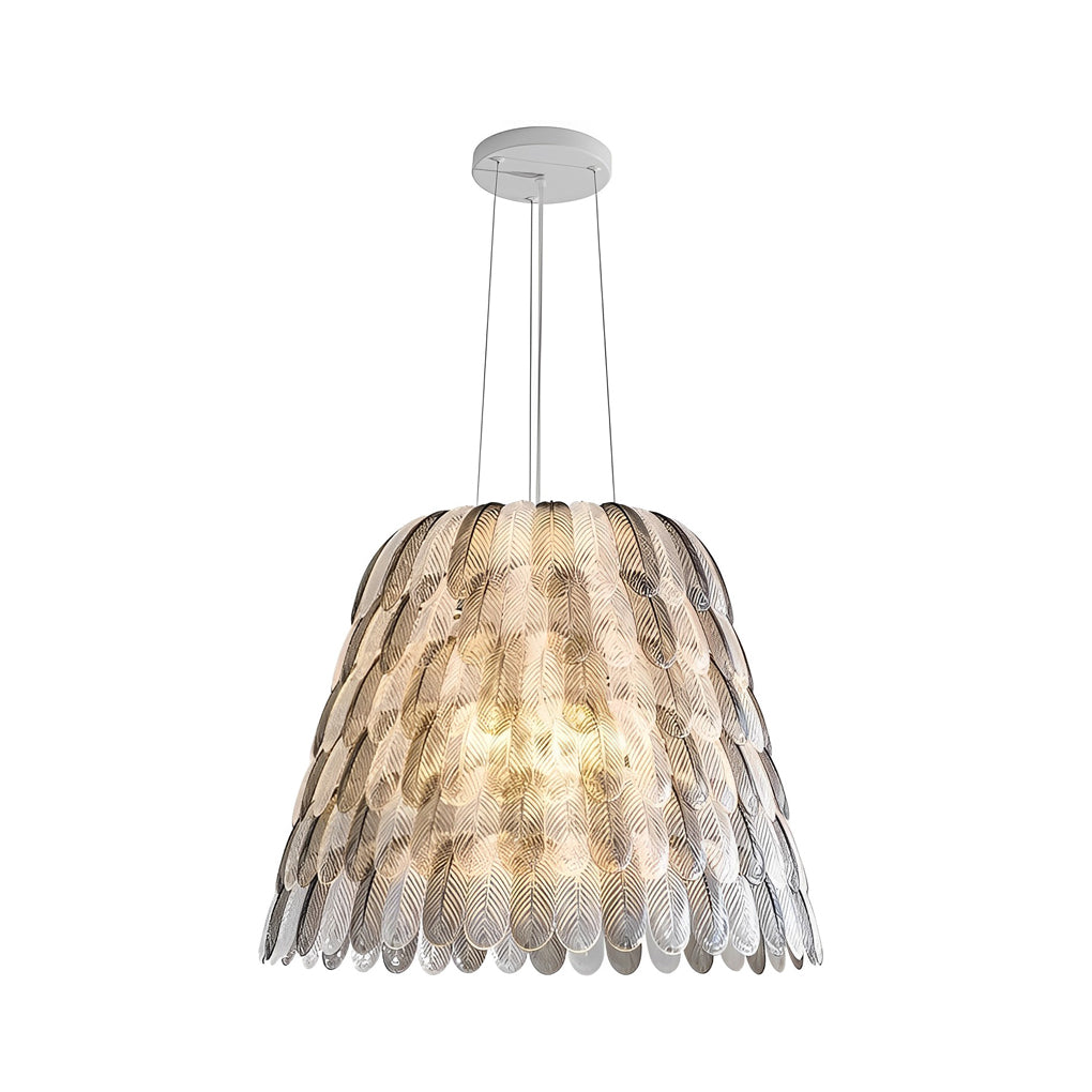 Contemporary White Acrylic Feather Chandelier Light for Living Room
