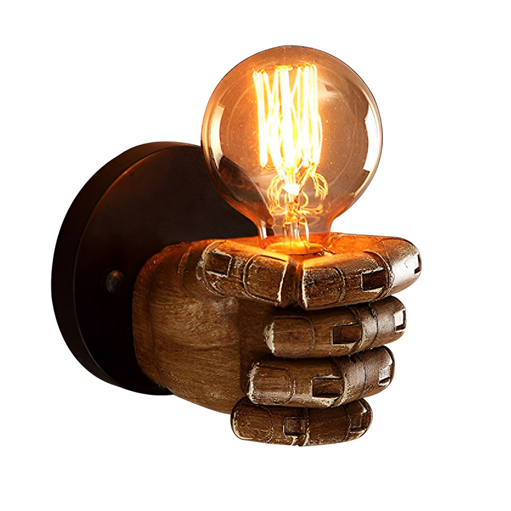 Retro Industrial Resin Hand Fist Wall Sconce Light Fixture for Home Decor