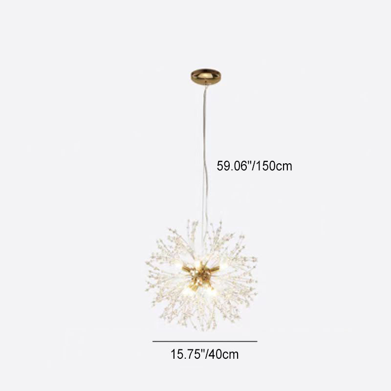 Scandinavian Style Dandelion Crystal Chandelier for Bedroom Lighting