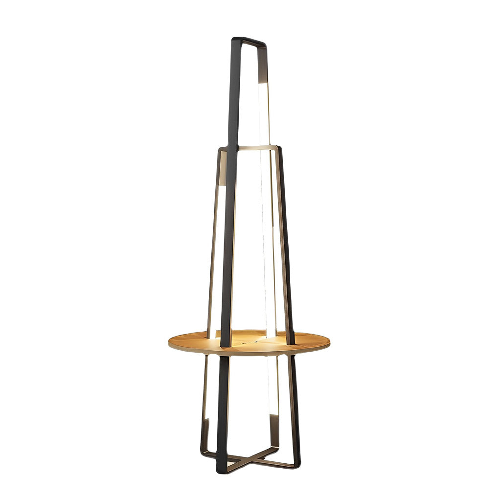 Stylish 63-Inch Black Metal LED Floor Lamp with Tray for Living Room