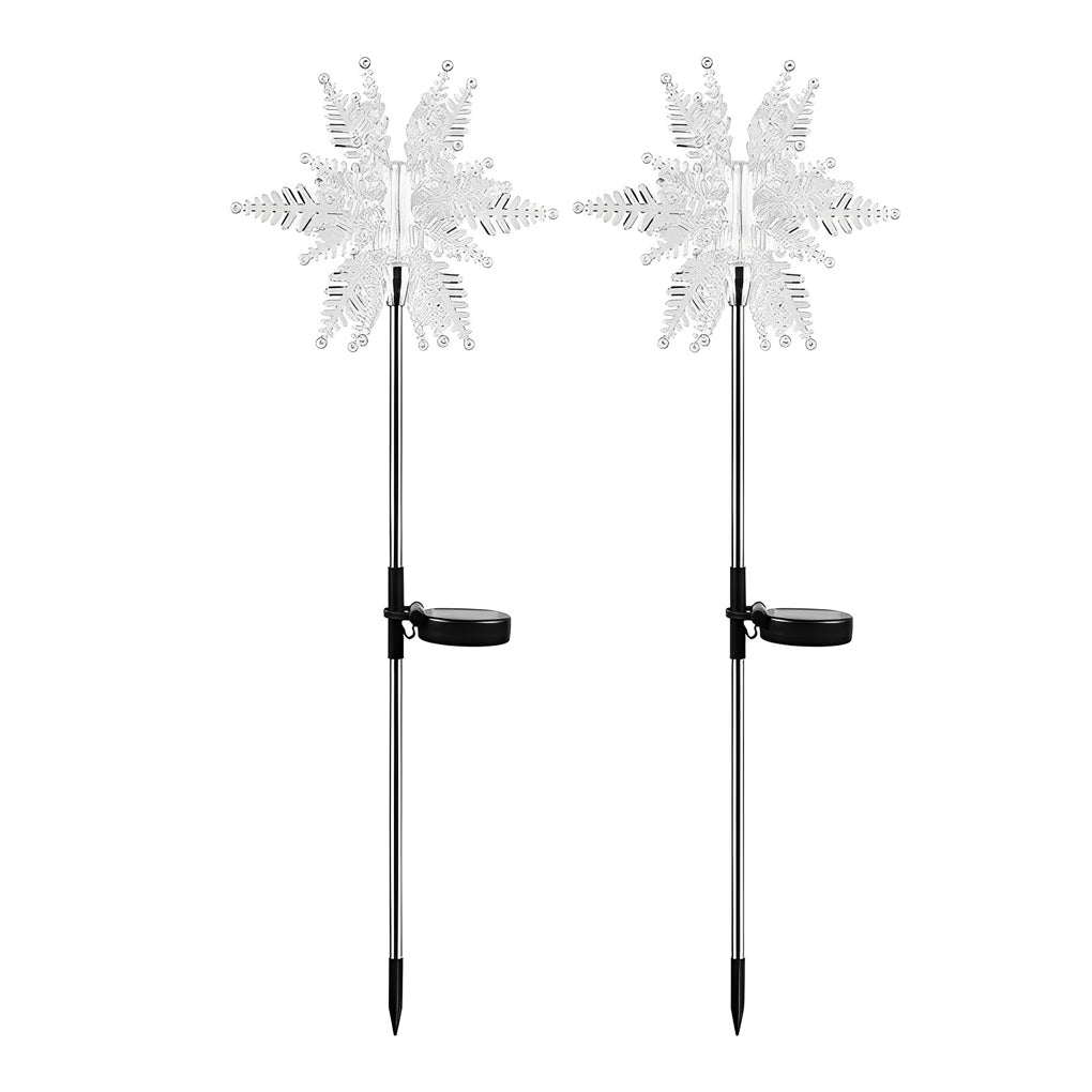 Elegant Acrylic Solar Snowflake Lawn Lights Set - 2PCS Outdoor Holiday Decor