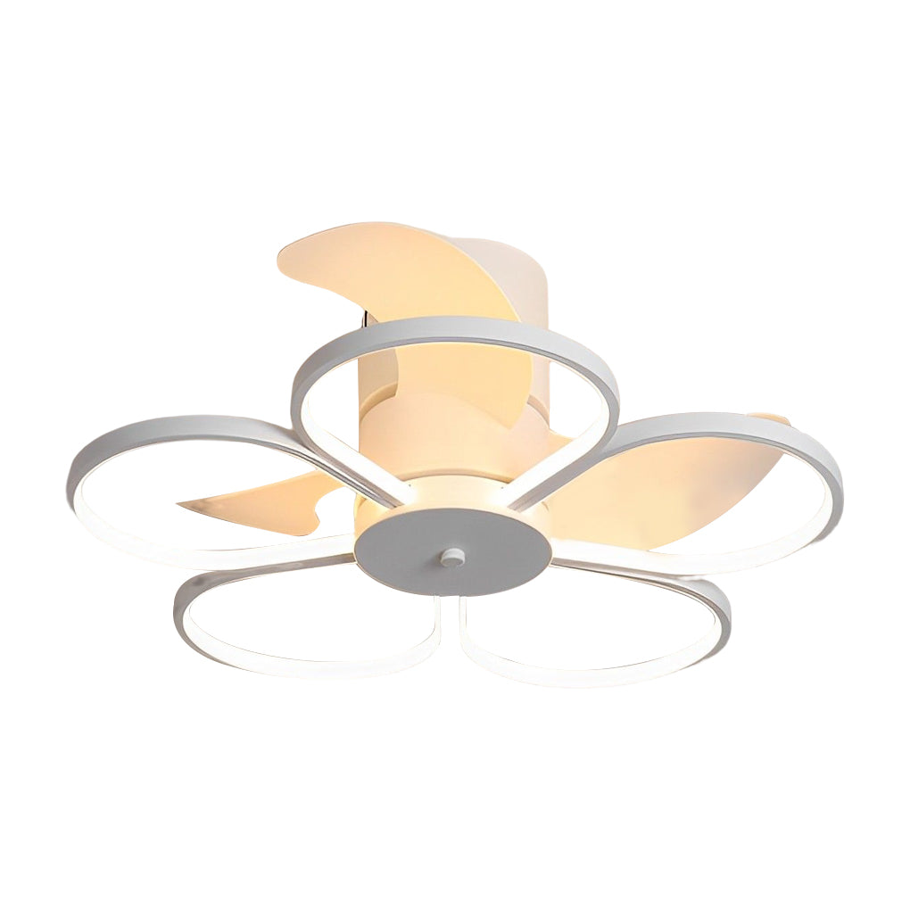 Modern White Bladeless LED Ceiling Fan with Dimmable Light for Living Room