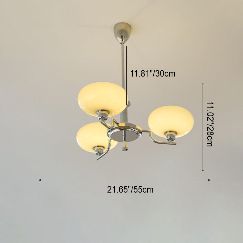 Traditional Vintage Milk White Glass Dome Chrome 3/5 Light Chandelier