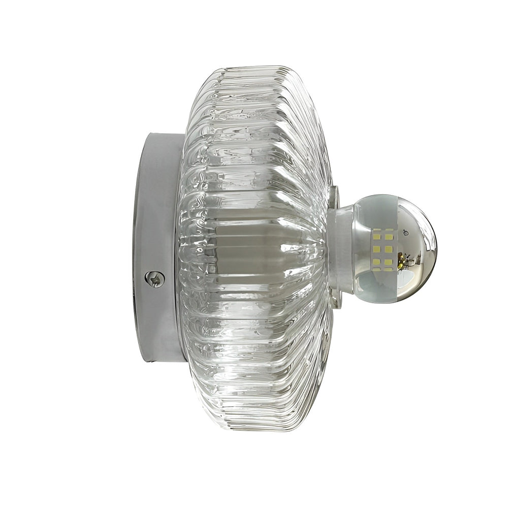 Medieval Modern Transparent Glass Wall Lamp with Chromed Metal Accent