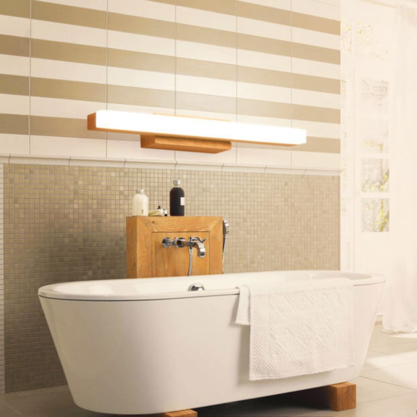Scandinavian Natural Wood LED Wall Sconce Lamp for Modern Bathrooms