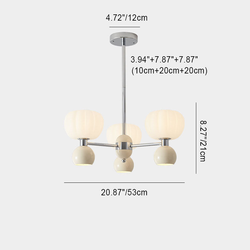 Rustic French Iron Frame Pumpkin Acrylic Chandelier for Living Room