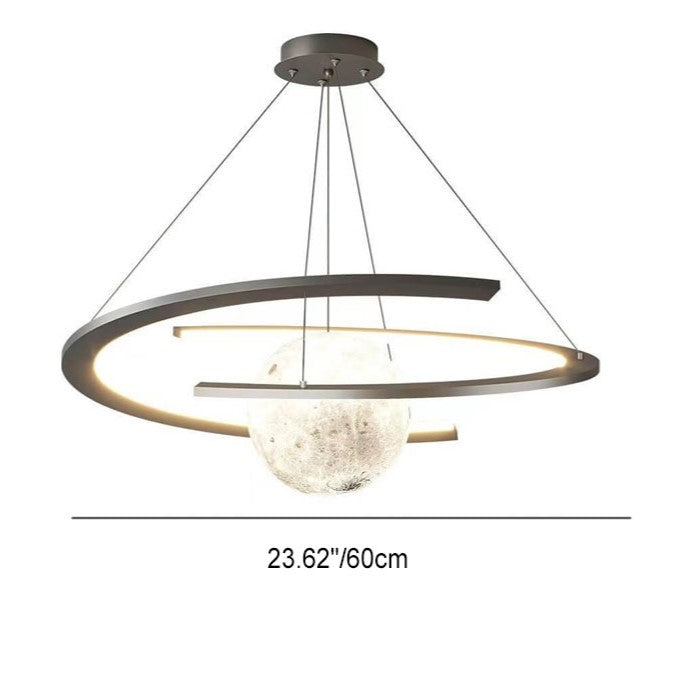 Nordic Minimalist White Wrought Iron Planet LED Chandelier for Kids' Room