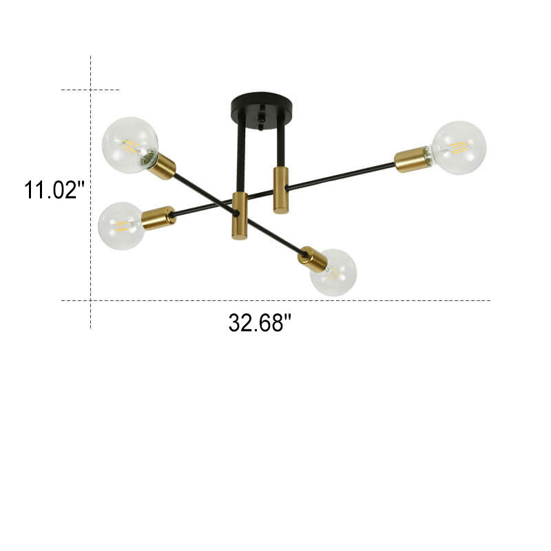 Nordic Minimalist Black Iron 4/6/8-Light Chandelier for Kitchen Island