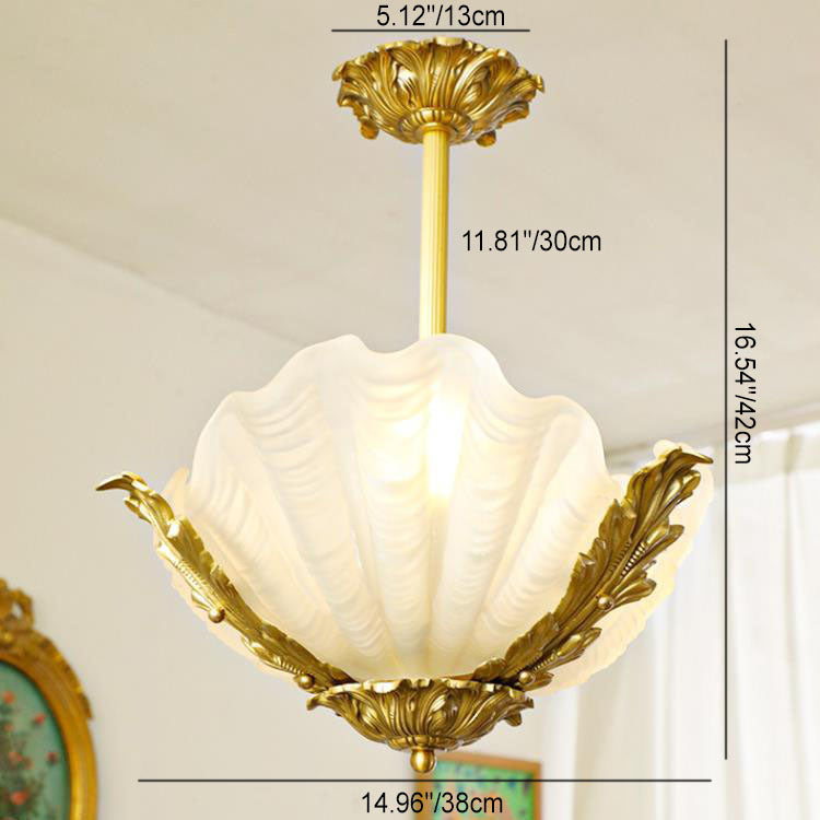 Elegant Brass Finish Art Deco Shell Chandelier for Living Room Lighting