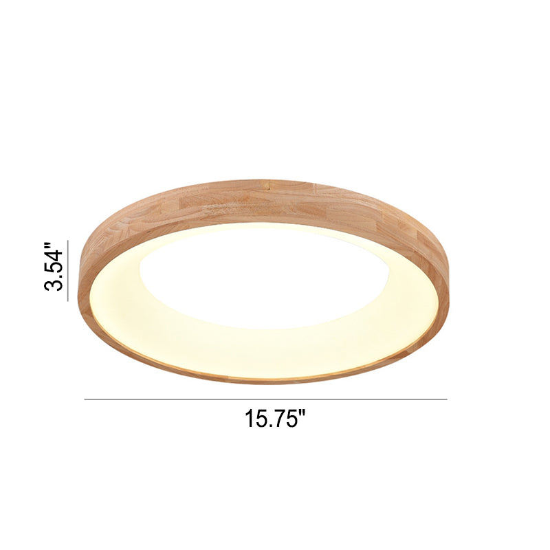 Scandinavian Style Natural Wood LED Flush Mount Ceiling Light for Hallway