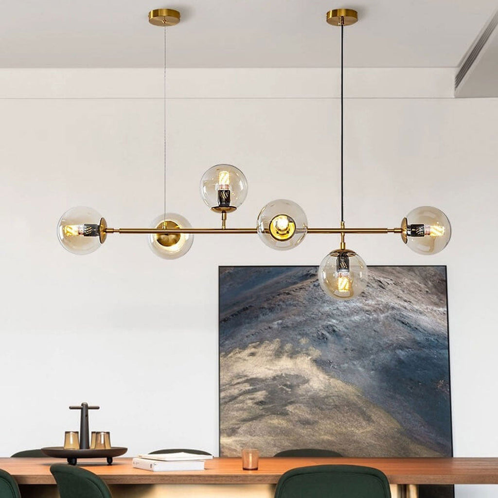 Elegant Modern Minimalist 6-Light Glass Globe Chandelier for Dining Room