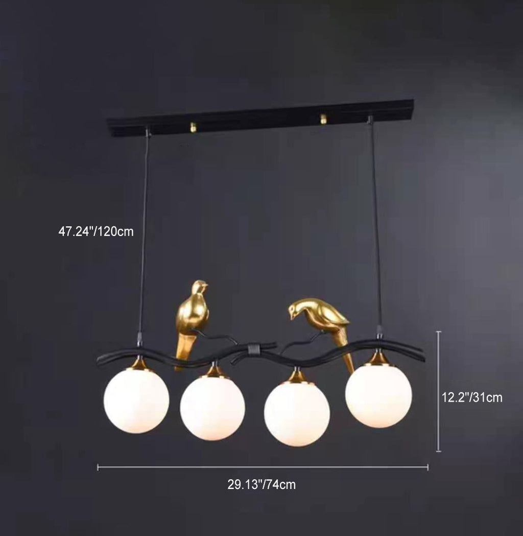 Modern Resin and Glass 4-Light Chandelier for Living Room Island