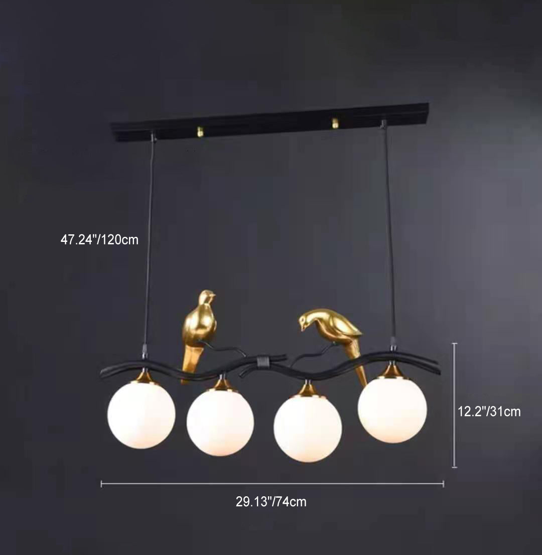 Modern Resin and Glass 4-Light Chandelier for Living Room Island