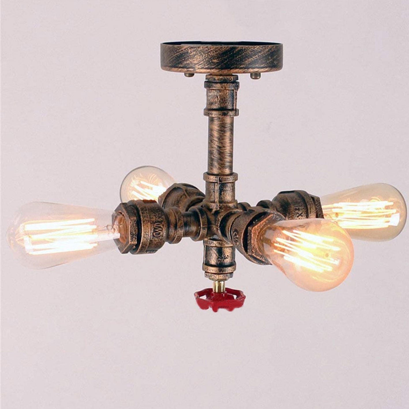 Vintage Industrial Wrought Iron 4-Light Chandelier for Dining Room Decor