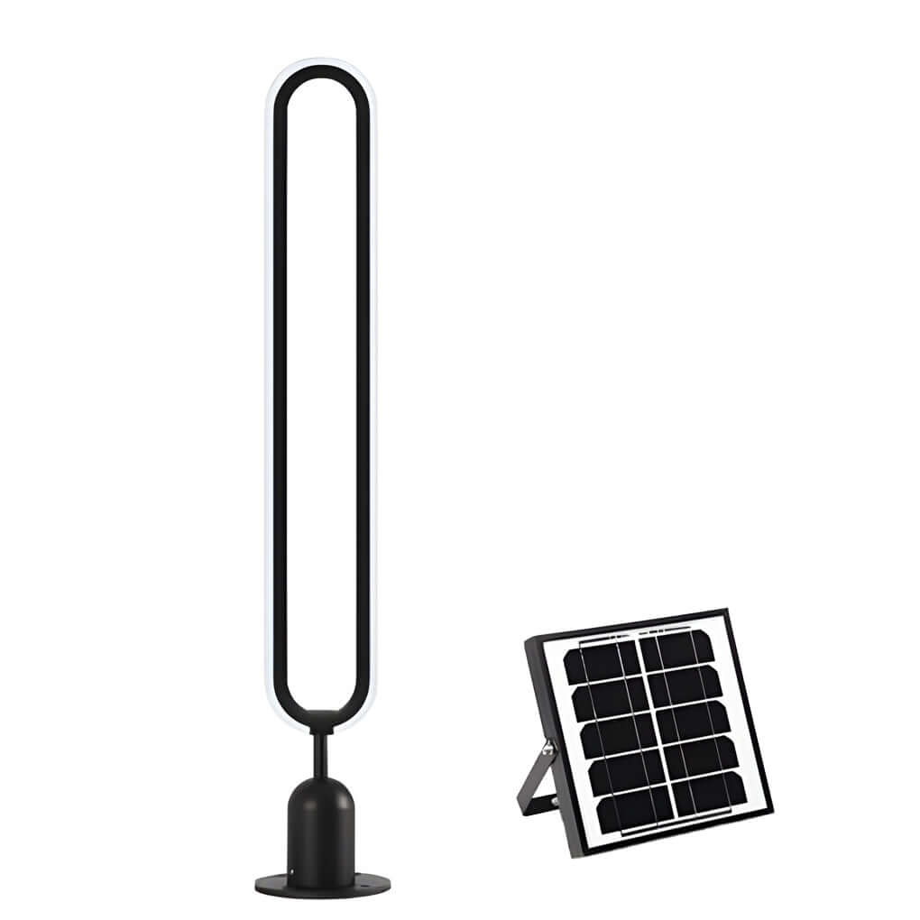 Sleek Black Oval LED Solar Garden Lights - Modern Outdoor Minimalist Design