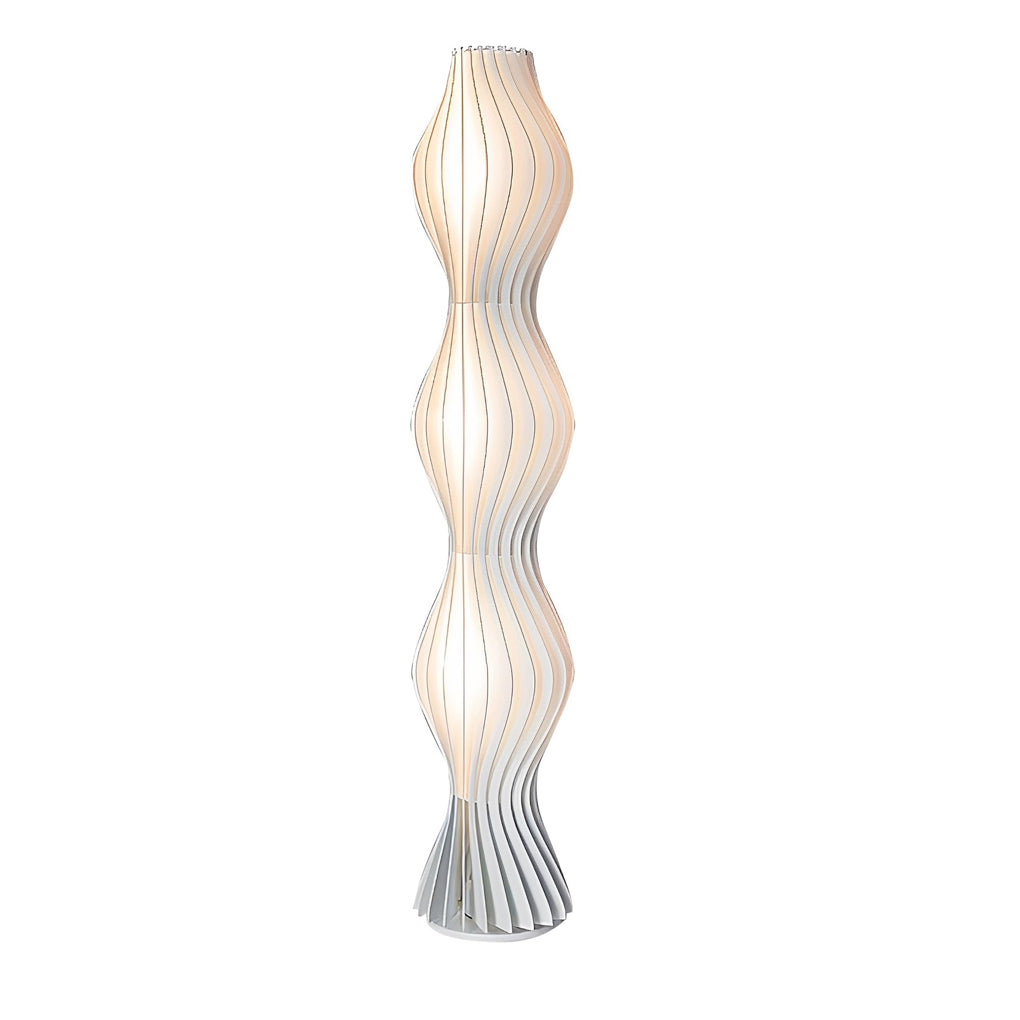 Modern Coastal Wavy White LED Floor Lamp for Beachy Living Room Decor