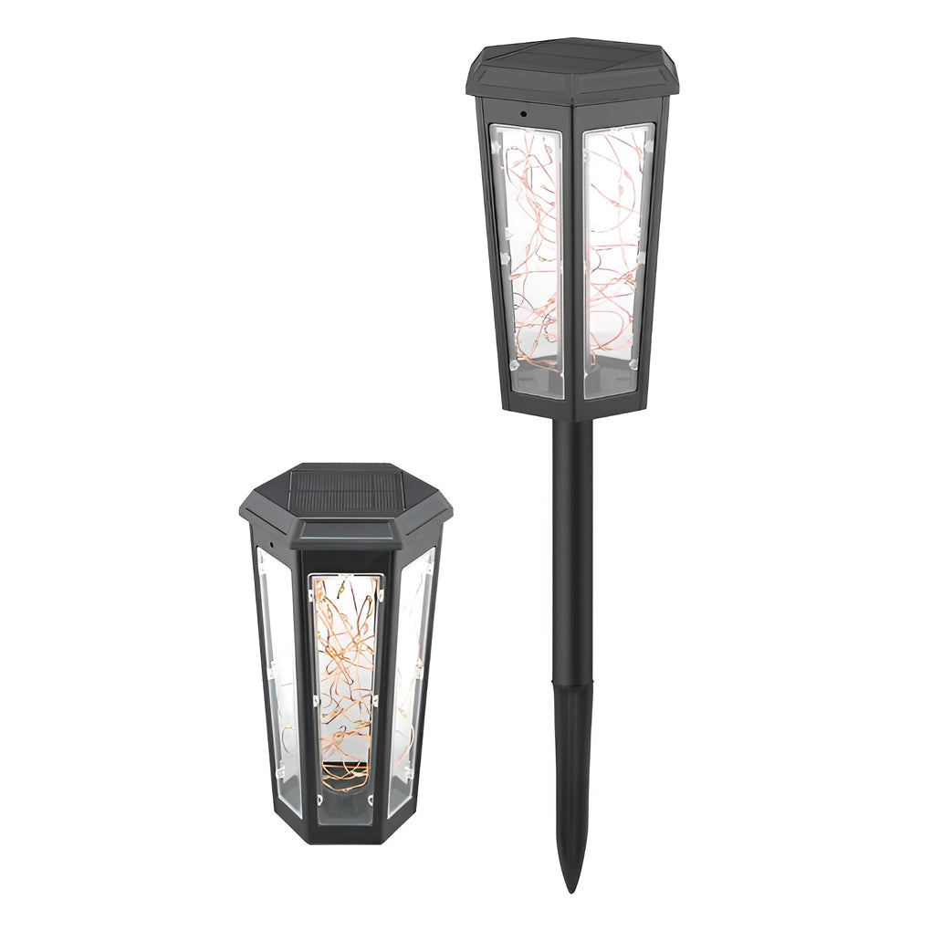 Set of 2 Solar-Powered Hexagonal LED Lawn Lights with Motion Sensor