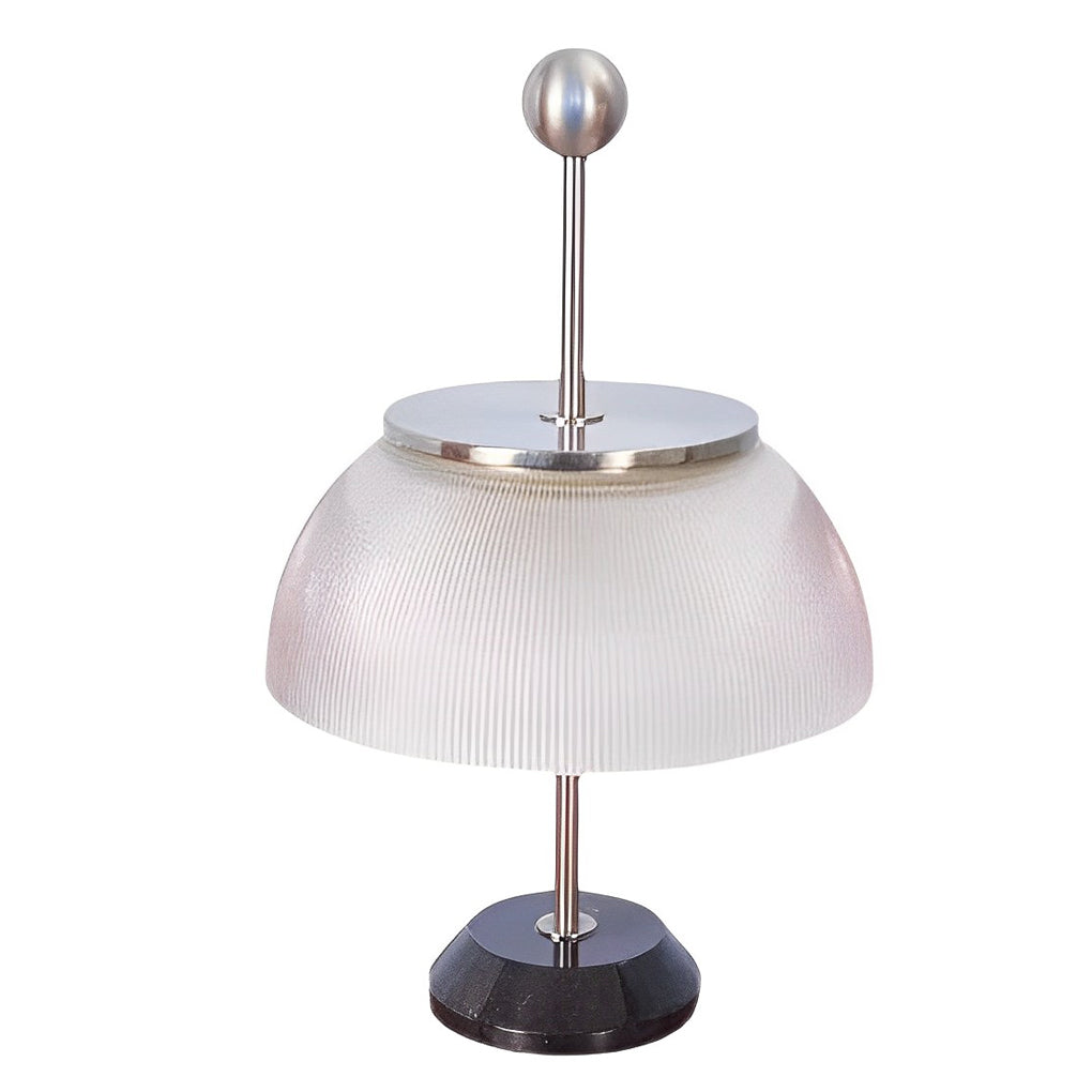 Elegant Ribbed Glass Bowl & Metal Table Lamps for Italian-Style Decor