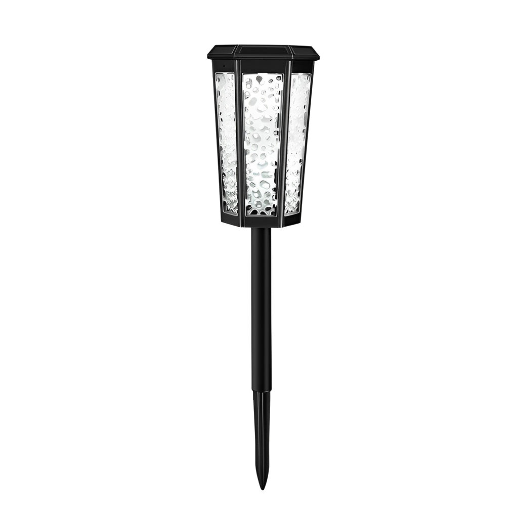 Colorful RGB Hexagon Hollow Solar Stake Light for Outdoor Landscaping