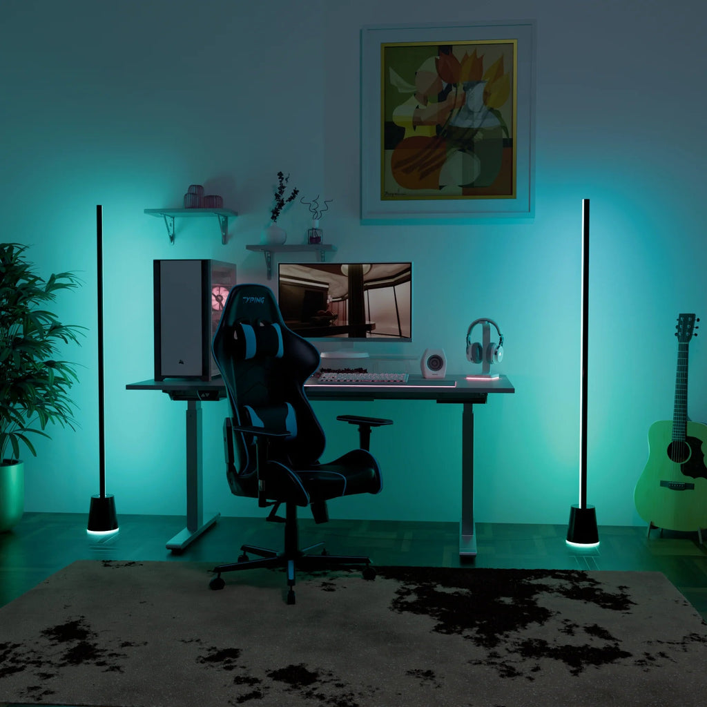 Modern White LED Floor Lamp with Adjustable Arm for Living Room Decor