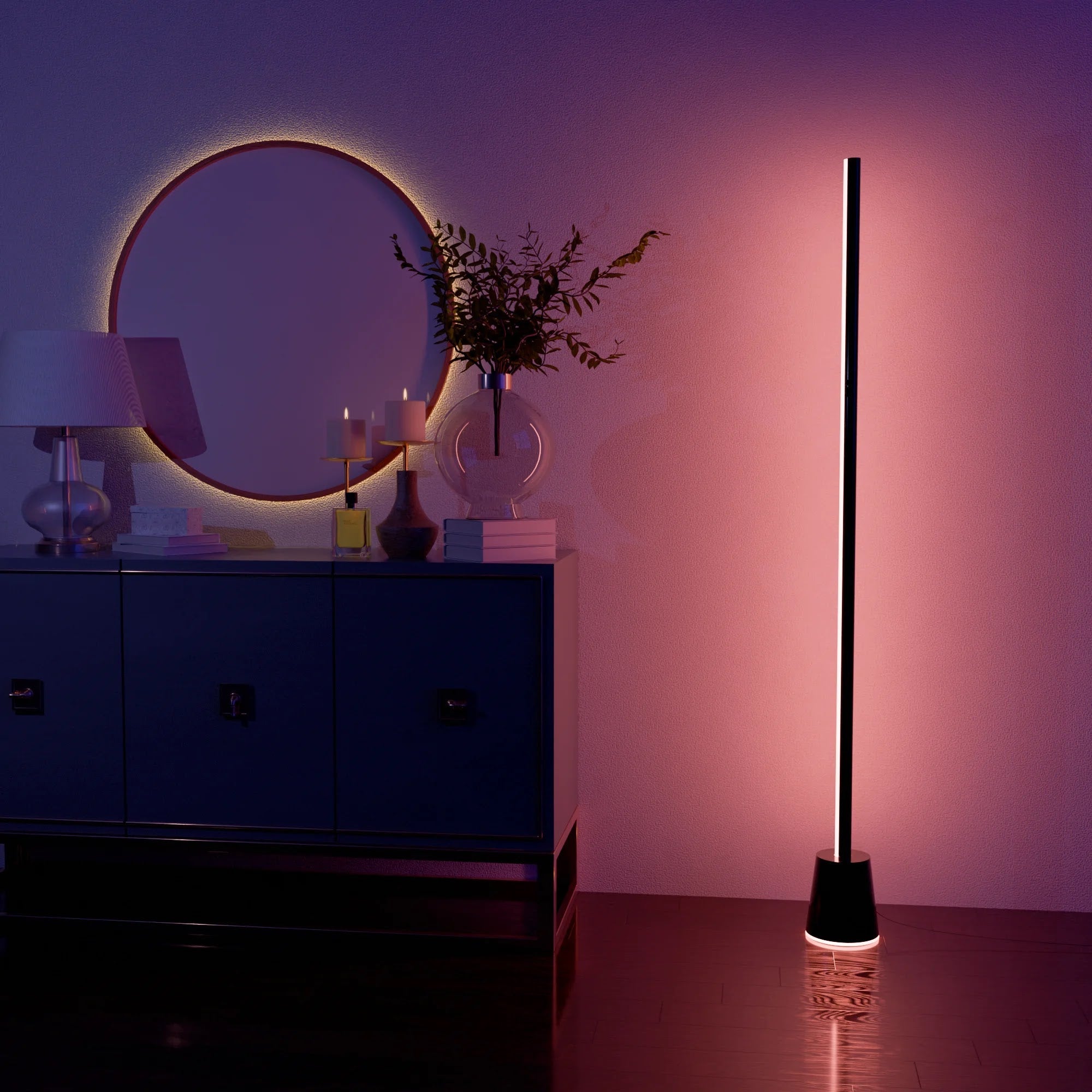 Modern White LED Floor Lamp with Adjustable Arm for Living Room Decor