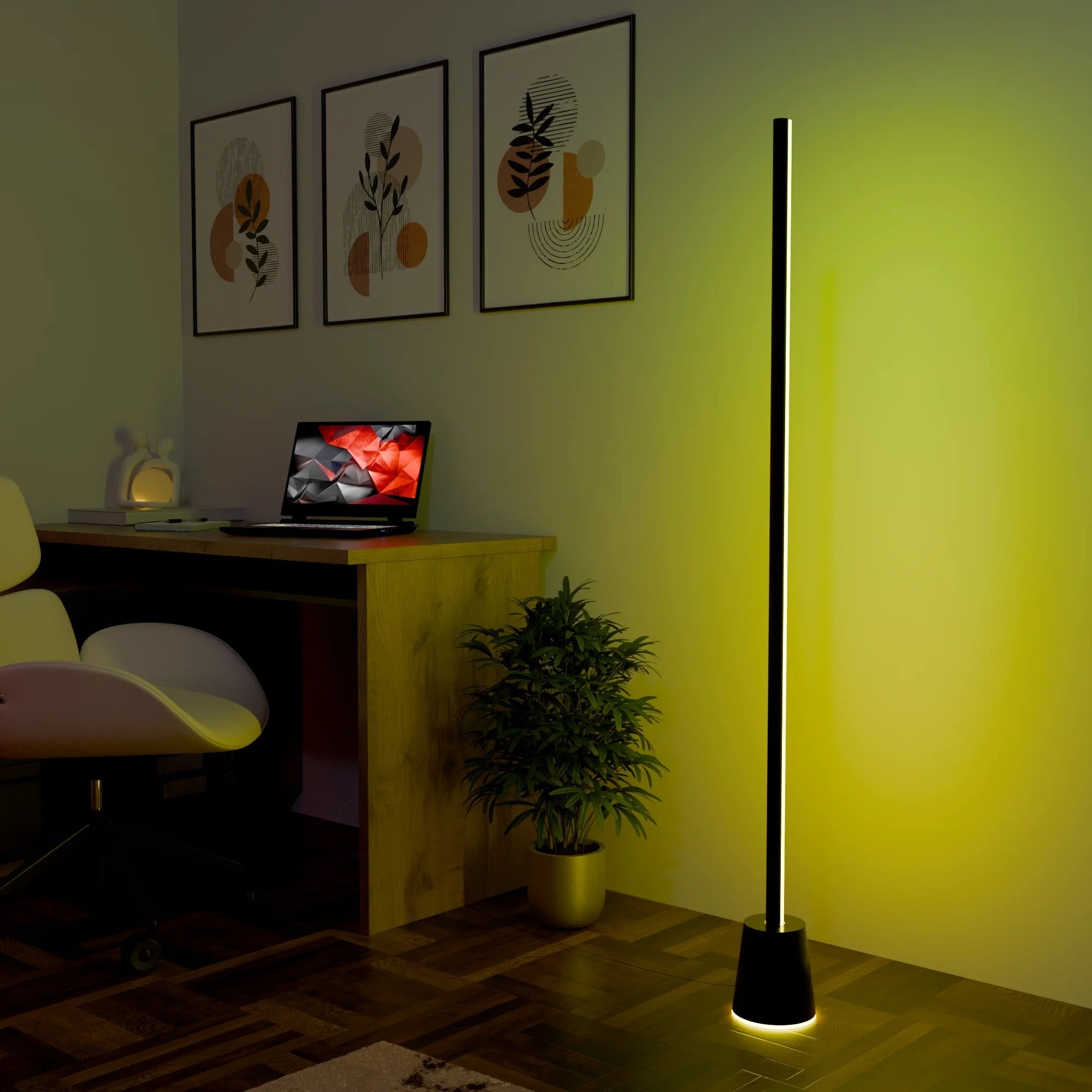 Modern White LED Smart Floor Lamp for Living Room & Home Office