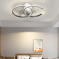 Modern Silver Dual Ring LED Ceiling Fan with 3-Step Dimming for Bedroom