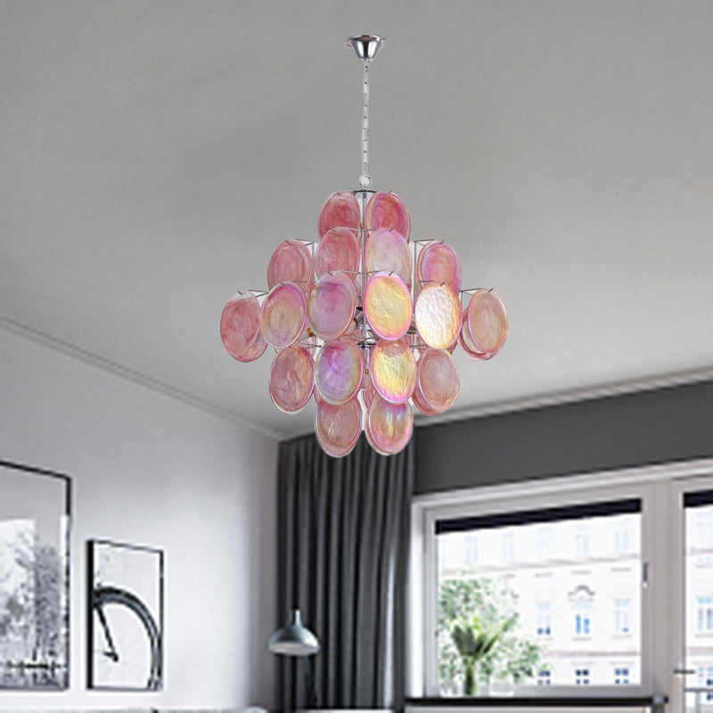 Classic French Floral Iron and Glass Chandelier for Elegant Living Room