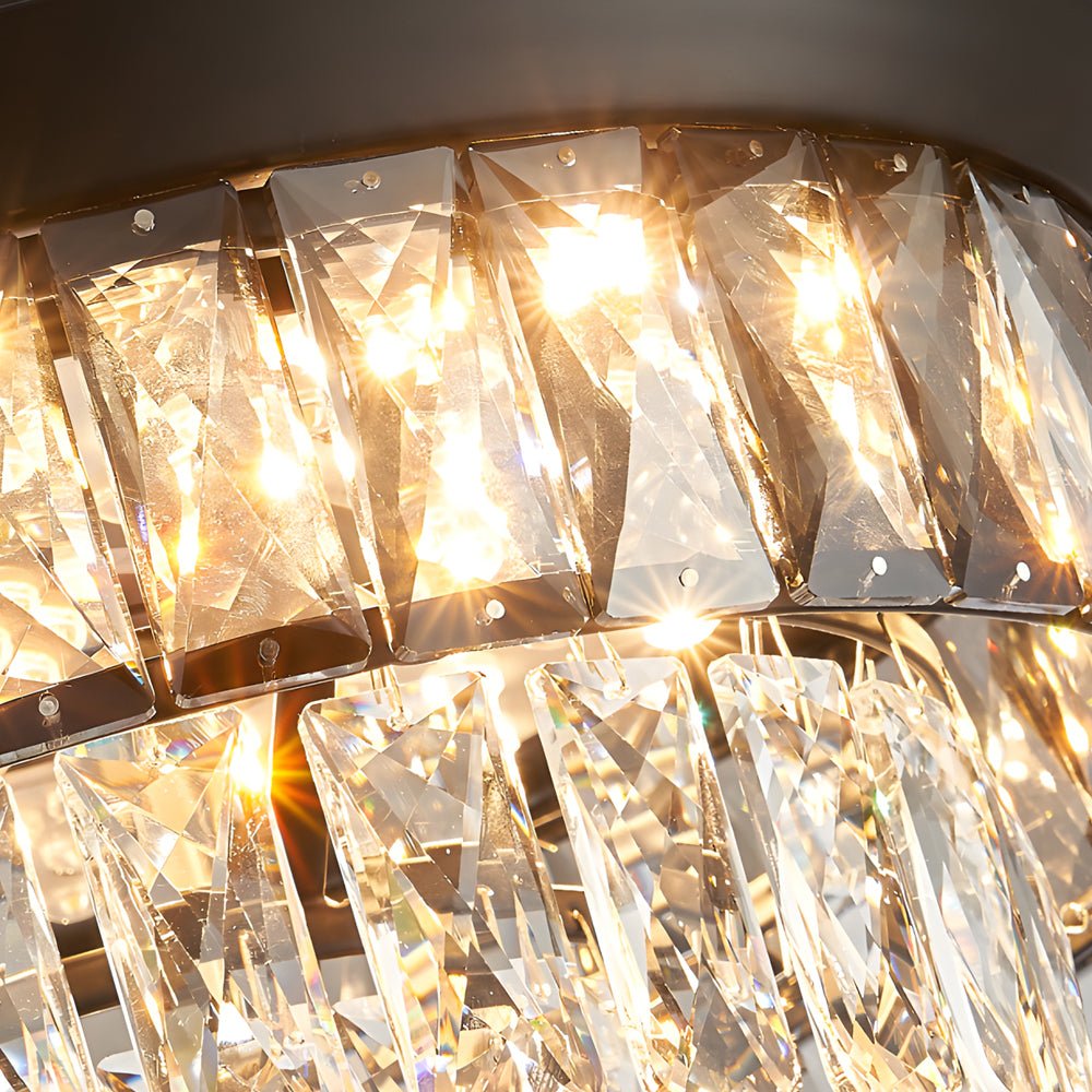 Modern Black Crystal Ceiling Fan with Retractable Blades & LED Lights