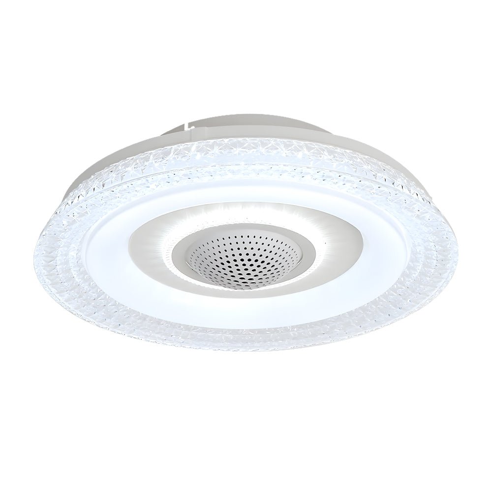 Sleek White Bladeless Smart Ceiling Fan with Remote & Dimmable LED for Home