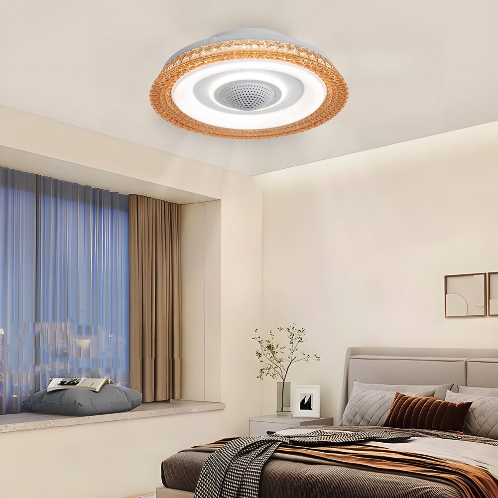 Sleek White Bladeless Smart Ceiling Fan with Remote & Dimmable LED for Home